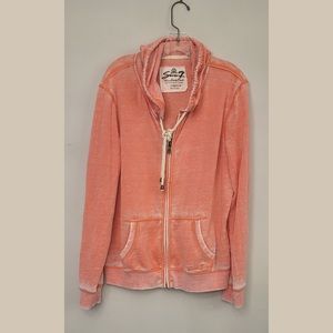 Comfy orange washed out hooded zippered sweatshirt it will be your go to top xl